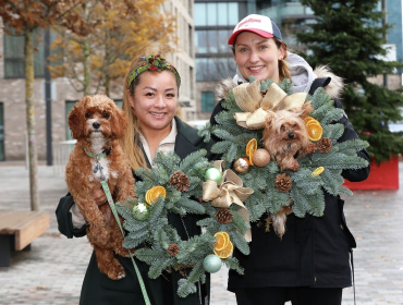 Residents enjoying a festive wreath making event