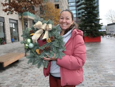 Residents enjoying a festive wreath making event