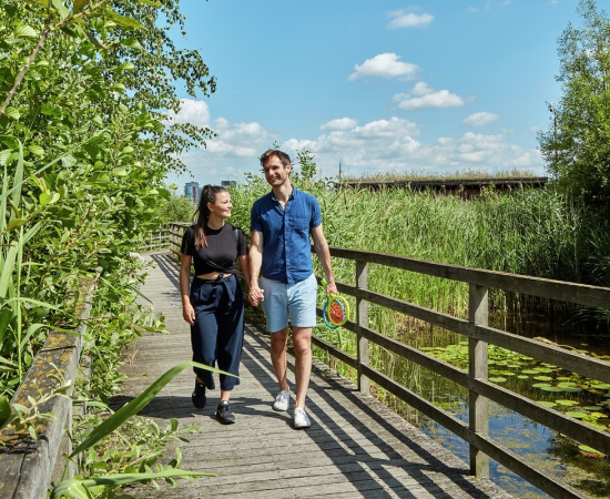 Walking through the Greenwich Millennium Village Ecology park